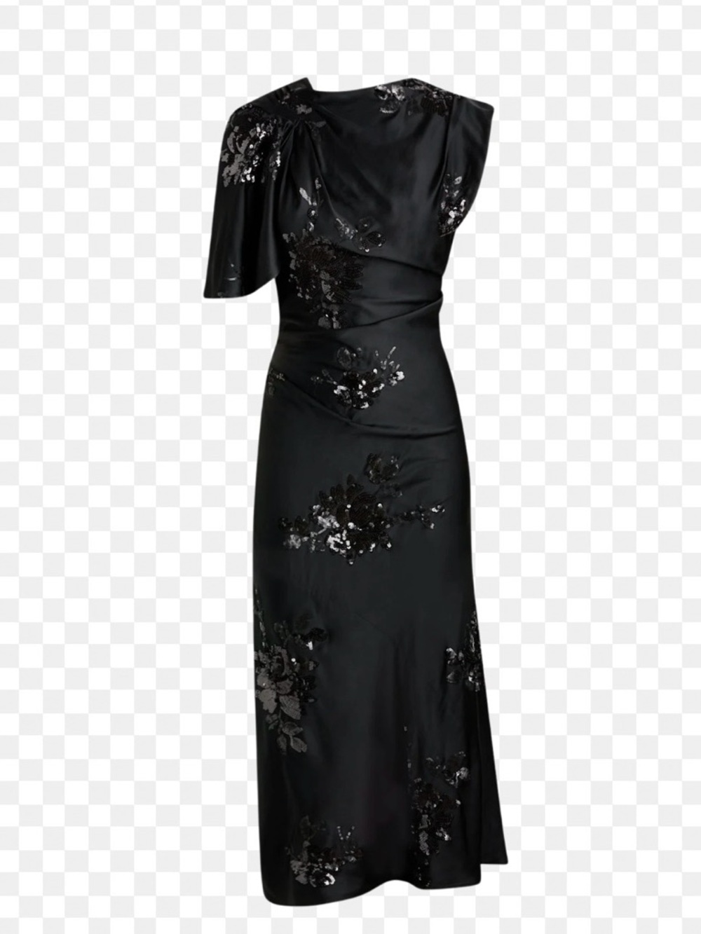 Scanlan Theodore Black Beaded Satin Draped Dress NWT Size 10 (Runs Small) $900